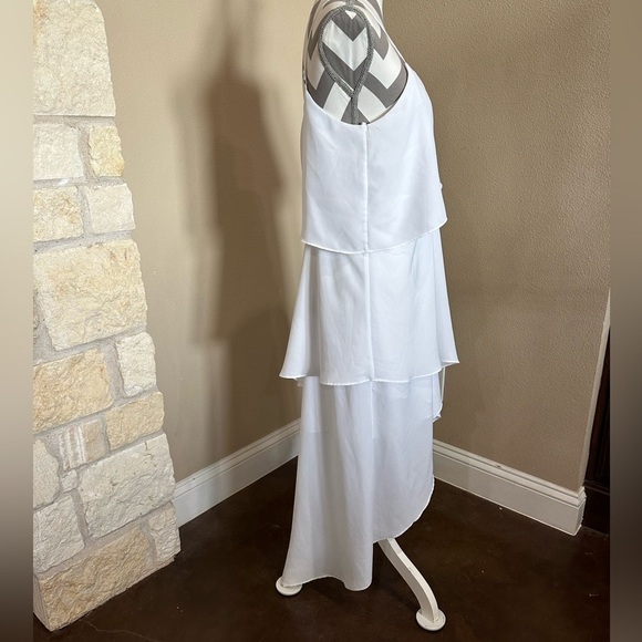 BCBG white tiered asymmetrical maxi dress - Picture 2 of 5